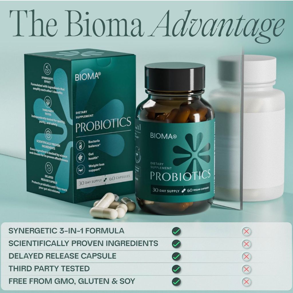 BIOMA Probiotics - Digestive Health Probiotic - Gut Support Capsules .
