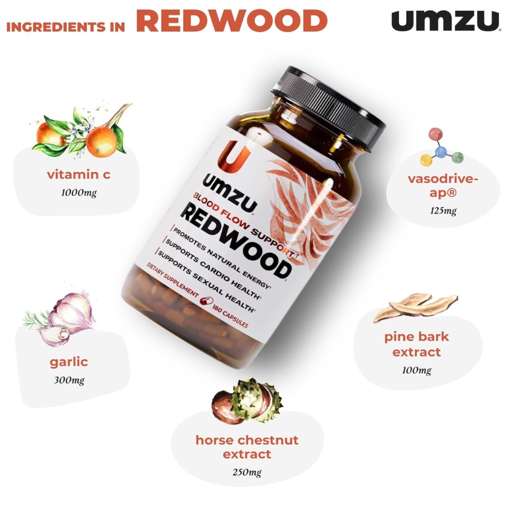 Pack of one pair UMZU Redwood Nitric Oxide Booster and UMZU zuPOO Gut Cleanse Detox Capsules .